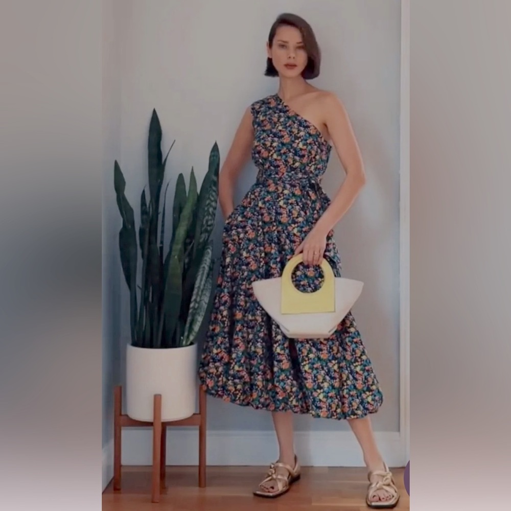 Tibi Sabine One Shoulder Floral Gnome Dress • 12